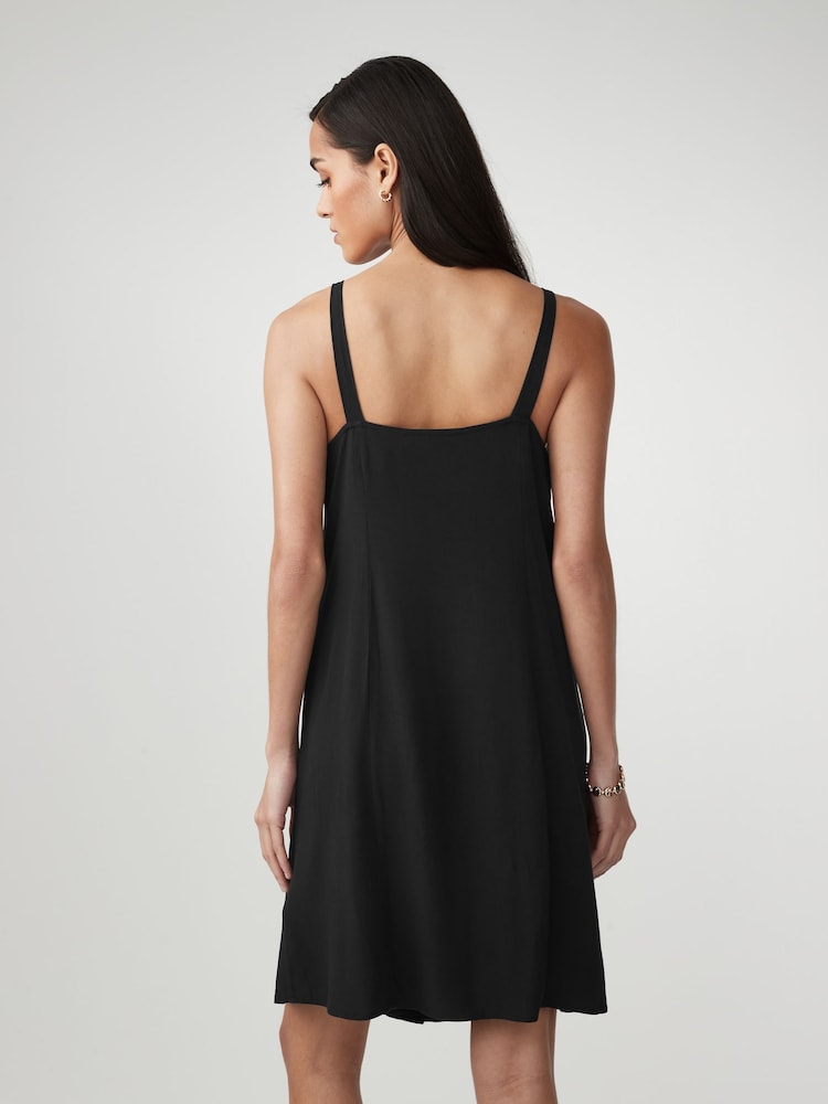 Schwarz - Mini-Sommerkleid zum Binden vorn - Bild 2 von 5
