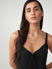 Schwarz - Mini-Sommerkleid zum Binden vorn - Bild 3 von 5