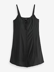 Schwarz - Mini-Sommerkleid zum Binden vorn - Bild 4 von 5