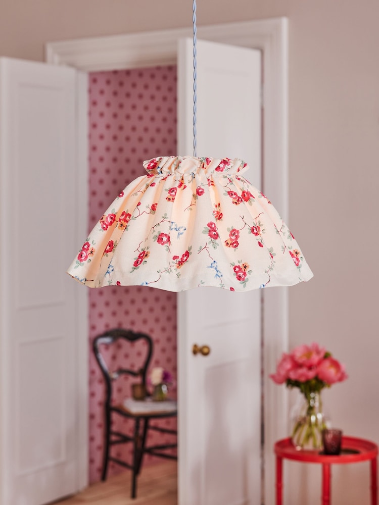 Cath Kidston Cream/Red Gathered Bows  Roses Easyfit Shade - Image 1 of 4