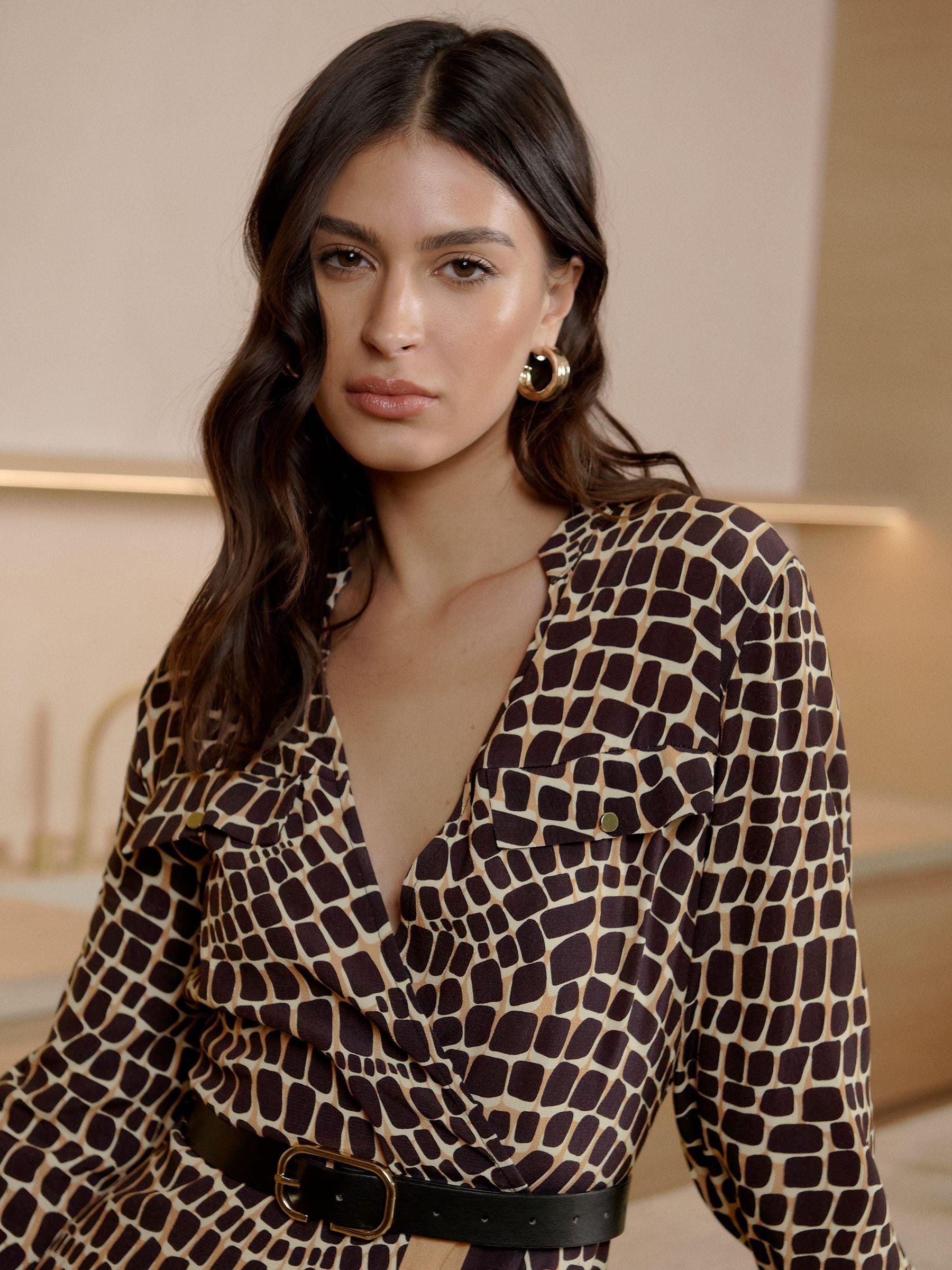 Buy Lipsy Camel Long Sleeve Wrap Belted Midi Shirt Dress from Next Luxembourg