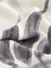 Black/White Palm Ruffle Sleeve V-Neck Linen Blend Summer Dress - Image 5 of 5
