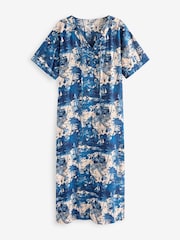 Blue/White Summer Maxi Kaftan Dress With Linen - Image 5 of 6