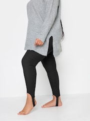 Yours Curve Black Bengaline Stirrup Leggings - Image 1 of 4