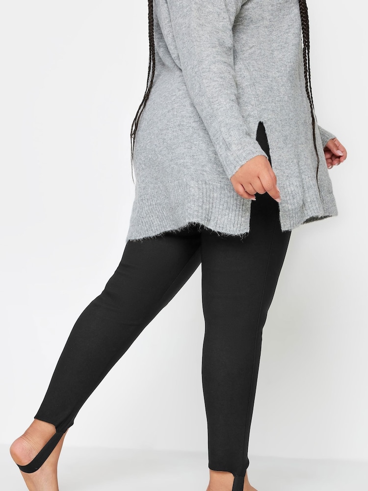 Yours Curve Black Bengaline Stirrup Leggings - Image 2 of 4