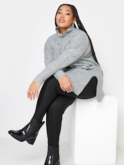 Yours Curve Black Bengaline Stirrup Leggings - Image 4 of 4