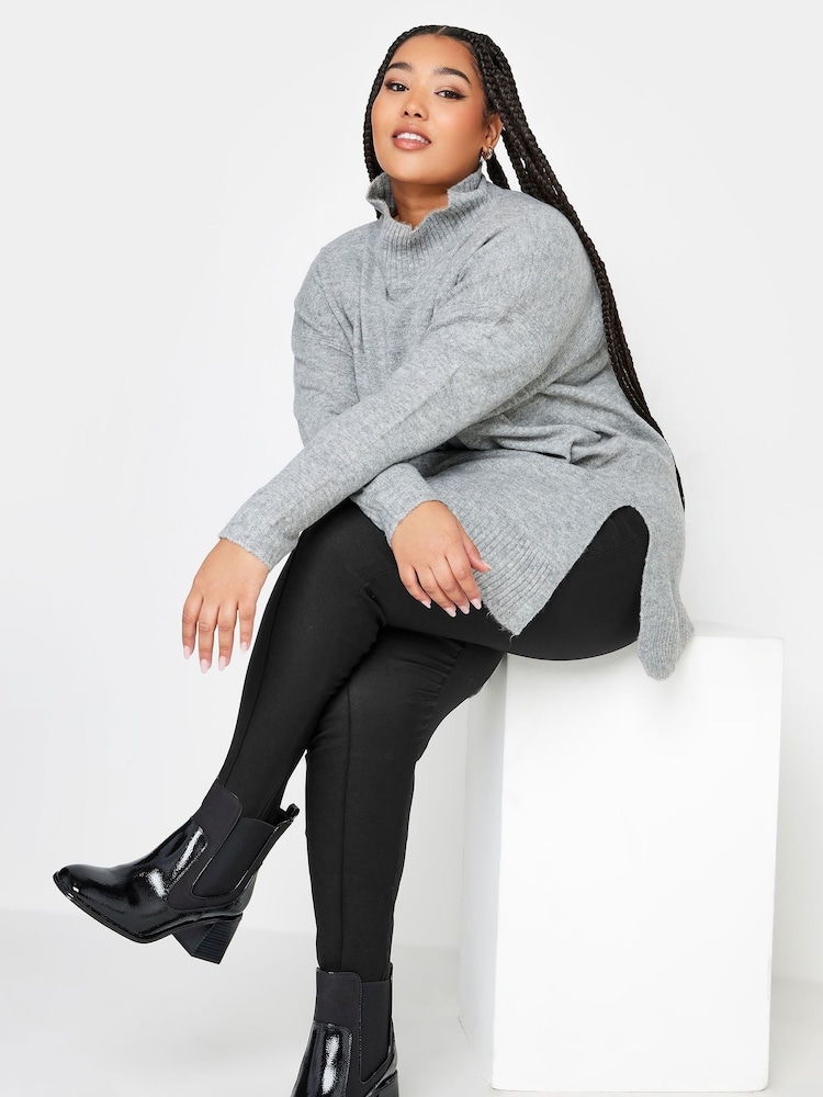 Yours Curve Black Bengaline Stirrup Leggings - Image 4 of 4