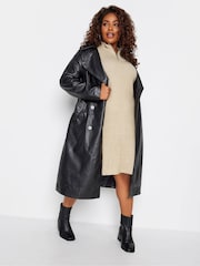 Yours Curve Natural Soft Touch Ribbed Half Zip Midi Dress - Image 3 of 4