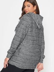 Yours Curve Black Contrast Metallic Trim Hoodie Zip Hoodies - Image 2 of 4