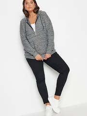 Yours Curve Black Contrast Metallic Trim Hoodie Zip Hoodies - Image 3 of 4
