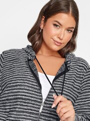 Yours Curve Black Contrast Metallic Trim Hoodie Zip Hoodies - Image 4 of 4