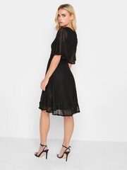 PixieGirl Petite Black Glitter Mesh Angel Sleeve Dress - Image 2 of 4