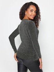 M&Co Silver Party Long Sleeve Wrap Top - Image 3 of 5