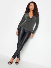 M&Co Silver Party Long Sleeve Wrap Top - Image 4 of 5