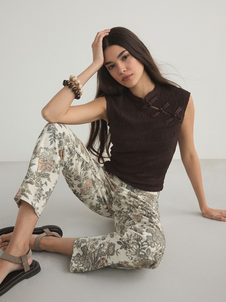Ecru Tapestry Floral Authentic High Rise City Straight Leg Jeans - Image 2 of 5 Ecru Tapestry Floral Authentic High Rise City Straight Leg Jeans - Image 2 of 5