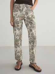 Ecru Tapestry Floral Authentic High Rise City Straight Leg Jeans - Image 3 of 5