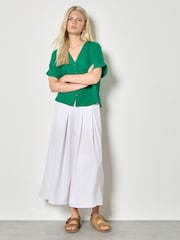 Apricot Green Textured V-Neck Blouse - Image 2 of 4