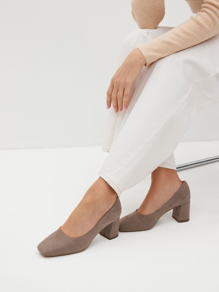 Mink Brown Standard/Wide Fit Forever Comfort® Square Toe Court Shoes - Image 1 of 8