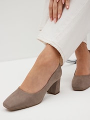 Mink Brown Standard/Wide Fit Forever Comfort® Square Toe Court Shoes - Image 3 of 8