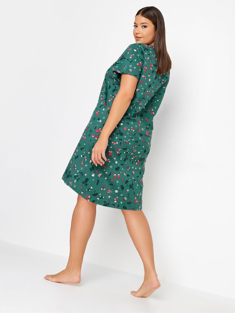 Yours Curve Green Sparkle Like A Star Nightdress - Image 2 of 4