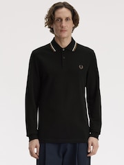Fred Perry Black Long Sleeve Twin Tipped Polo Shirt - Image 1 of 5
