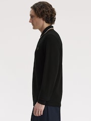 Fred Perry Black Long Sleeve Twin Tipped Polo Shirt - Image 3 of 5