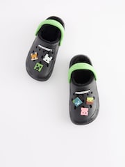 Black Minecraft Faux Fur Lined Clog Slippers - Image 1 of 6