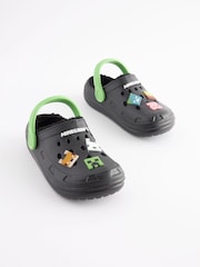 Black Minecraft Faux Fur Lined Clog Slippers - Image 3 of 6