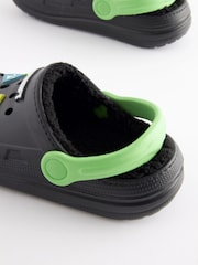 Black Minecraft Faux Fur Lined Clog Slippers - Image 5 of 6