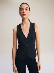 Black Tailored Stretch Waistcoat - Image 1 of 5