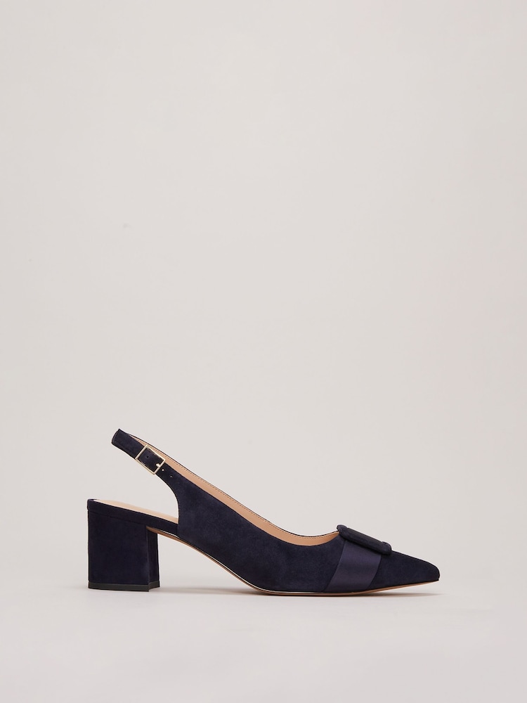 Phase Eight Blue Suede Slingback Heels - Image 1 of 7