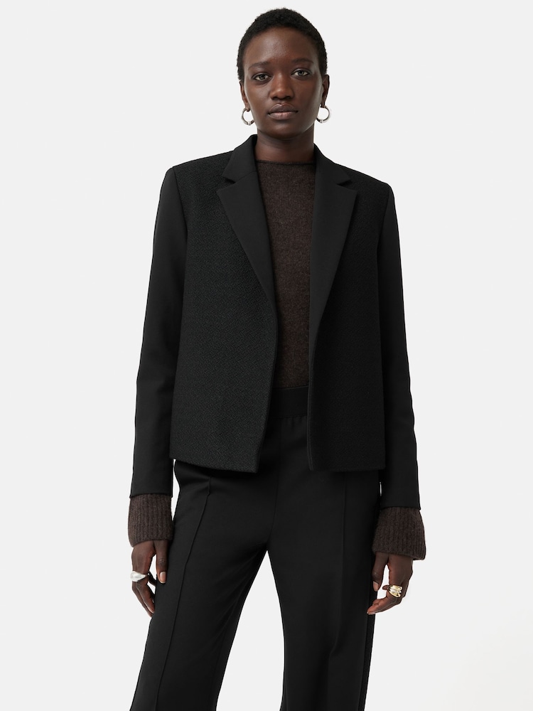Jigsaw Boucle Mix Cropped Black Jacket - Image 1 of 7
