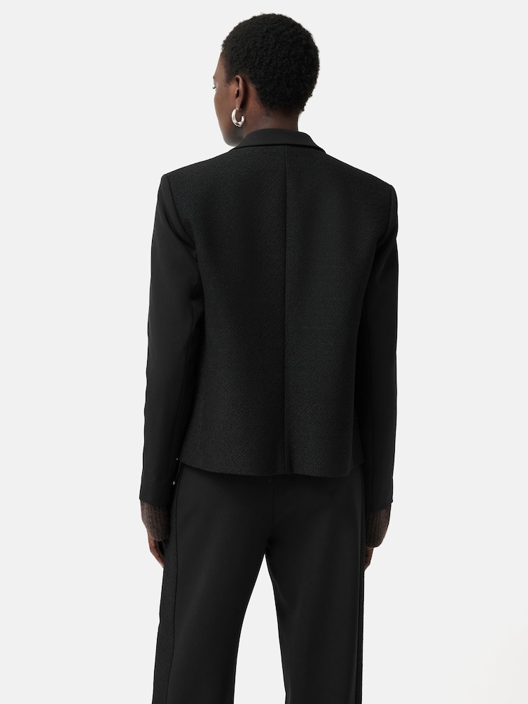 Jigsaw Boucle Mix Cropped Black Jacket - Image 2 of 7
