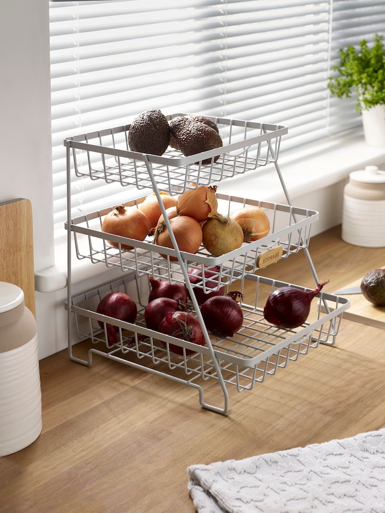 Grey Malvern 3 Tier Kitchen Storage Caddy - Image 1 of 5