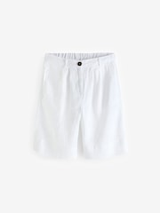 White 100% Linen City Knee Length Shorts - Image 5 of 7