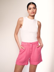 Pink Linen Blend Boy Shorts - Image 1 of 5