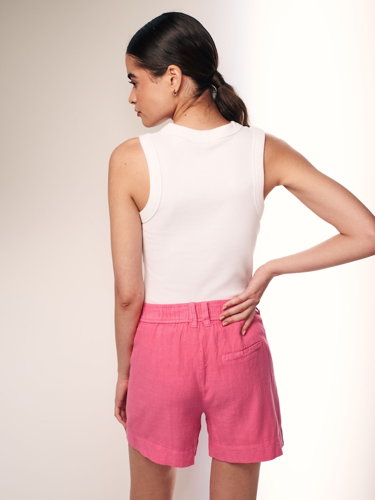 Pink Linen Blend Boy Shorts - Image 2 of 5