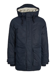 JACK & JONES Blue Borg Lined Parka Coat - Image 5 of 5