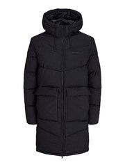 JACK & JONES Black Longline Padded Hooded Coat - Image 5 of 5