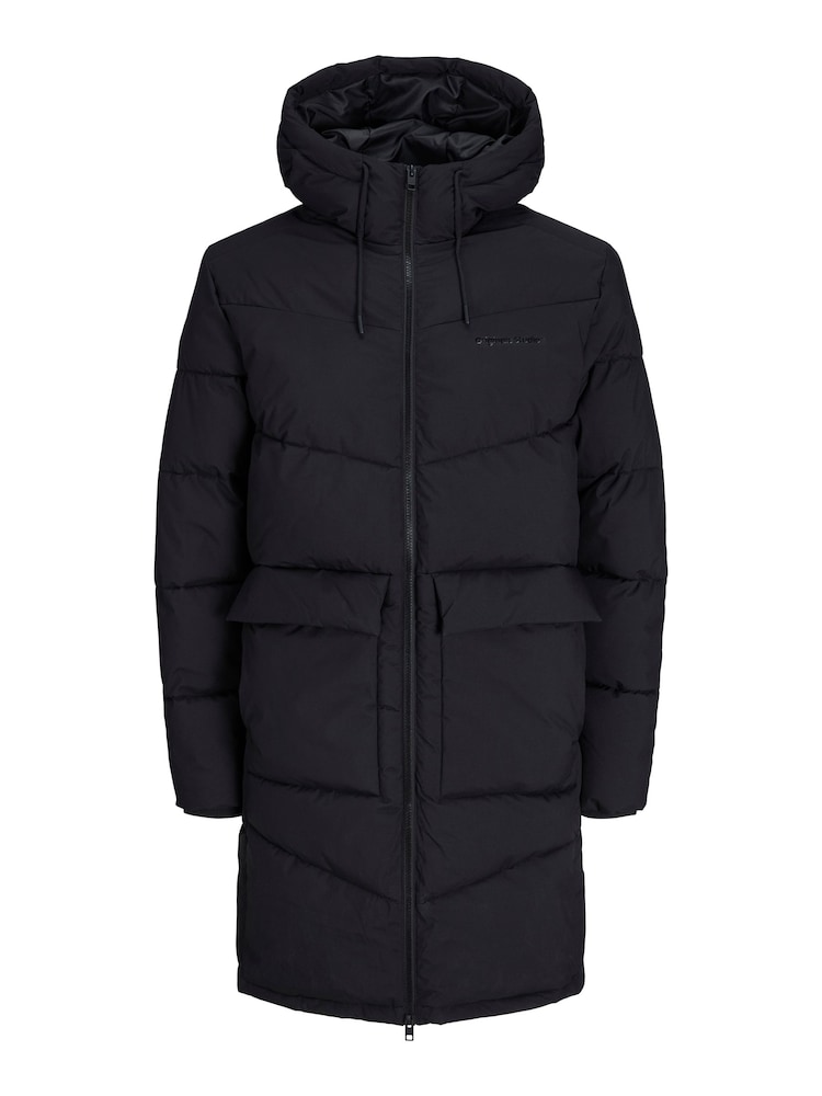 JACK & JONES Black Longline Padded Hooded Coat - Image 5 of 5
