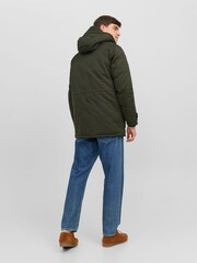 JACK & JONES Green Borg Lined Parka Coat - Image 2 of 5