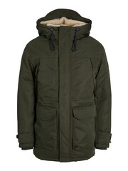 JACK & JONES Green Borg Lined Parka Coat - Image 5 of 5