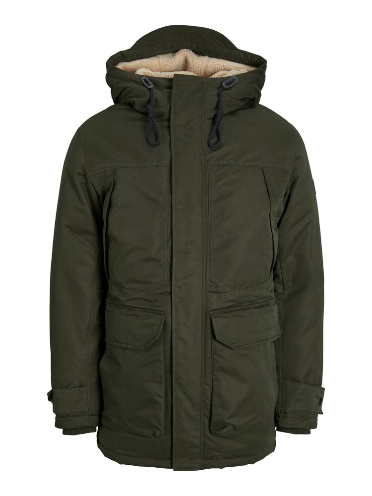 JACK & JONES Green Borg Lined Parka Coat - Image 5 of 5