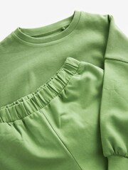 Khaki - Rib Cuffed Top & Wide Leg Joggers Set (2-16yrs) - Image 7 of 7