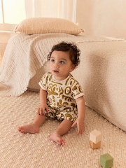 Vert/blanc imprimé - Barboteuse bébé 100% coton - Image 1 de 4