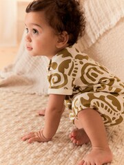Vert/blanc imprimé - Barboteuse bébé 100% coton - Image 4 de 4