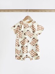 Sage Green Bear Jersey Baby Rompers 2 Pack - Image 4 of 9