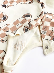 Sage Green Bear Jersey Baby Rompers 2 Pack - Image 8 of 9