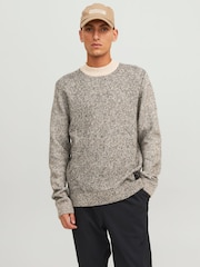 JACK & JONES Cream Fleck Mock Neck Knit Jumper - Image 1 of 7
