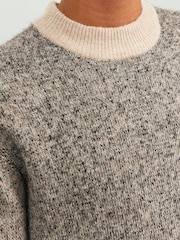 JACK & JONES Cream Fleck Mock Neck Knit Jumper - Image 5 of 7
